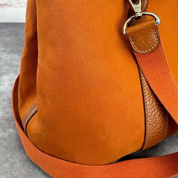 Hermes Garden Party Small Orange Toile Leather Canvas Tote Bag - Picture 7 of 16